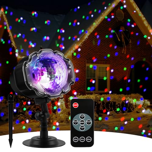 Yokgrass Christmas Snowfall Projector Lights, Multi Colors Holiday Lights with Remote Control, White Snow, Indoor Outdoor ...