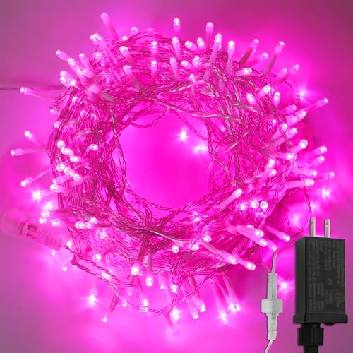YAOZHOU Valentines' Day Christmas Decorations Pink Led String Lights,66Ft 200LED Fairy Lights Indoor Outdoor IP44 Waterpro...