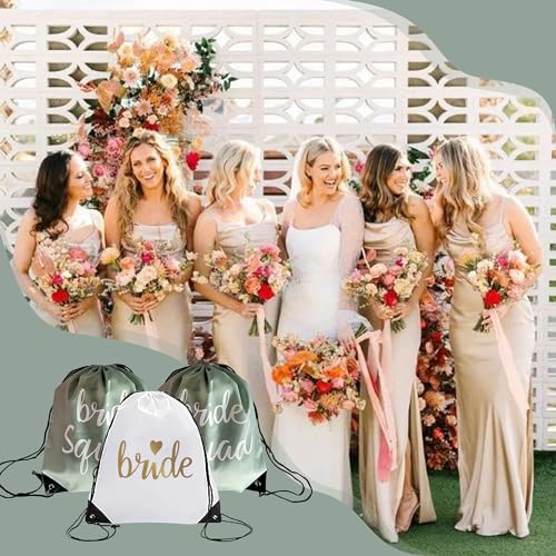 LotsBuyLots 10 Pcs Bride & Bride Squad Drawstring Bags Bachelorette Party Drawstring Bags for Bridal Shower Wedding Bachel...