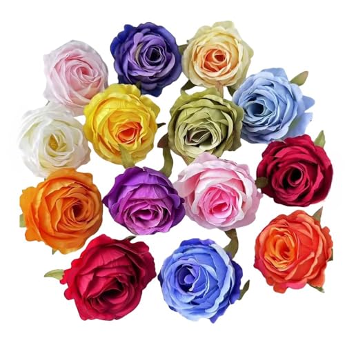 3 Inch Silk Rose Heads Fake Flowers with Cilps,Roses Artificial Flowers for Crafts,Fake Flowers Bulk,Artificial Flowers fo...
