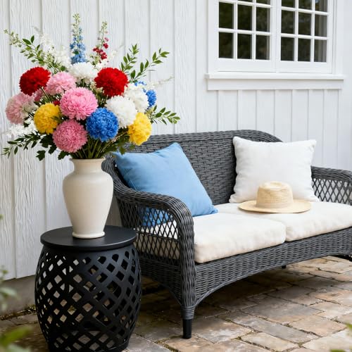 10PCS White Delphinium Artificial Flowers Larkspur Fake Flowers 34.6in Long Stem Faux Silk Flowers Bulk for Tall Vase for ...