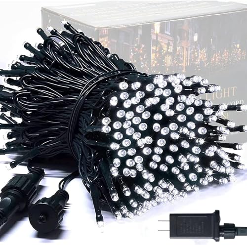 JMEXSUSS 250 LED White Christmas Lights Outdoor, 91.5ft Extendable White String Lights Indoor, Christmas Tree Lights with ...