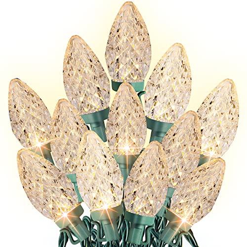 Dazzle Bright C9 Christmas String Lights, 100 LED 66 FT Waterproof Connectable Green Wire Fairy Lights, Christmas Lights f...