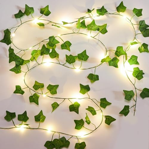 KASZOO 2 Pack 6.56 Ft Vines with Fairy Lights Battery Operated, 40 LEDs Artificial Garland Plant Vine Fairy Light, Hanging...