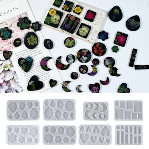 (Eight Sets) Silicone Resin Mold for Badge Reel Grips, Earrings, Studs, Keychains, Phone Grips, Magnets, Jewelry Casting