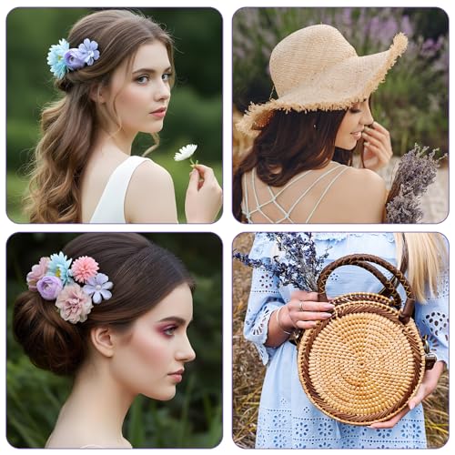 21 Pcs Flower for Hair Boho Hair Barrettes Accessories Hawaiian Silk Flower Clips Floral Bride Headpiece Festival for Wome...