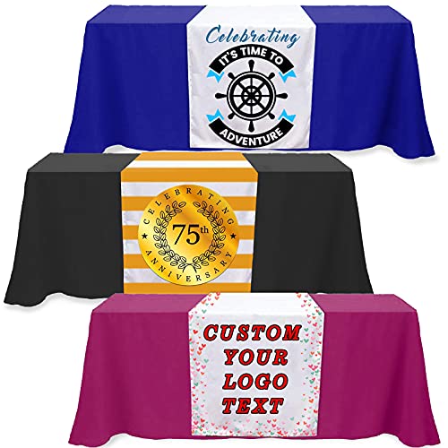 Luincas Custom Table Runner 36"x72"with Business Logo or Your Text Personalized Tablecloth Runners Customize with Logo for...