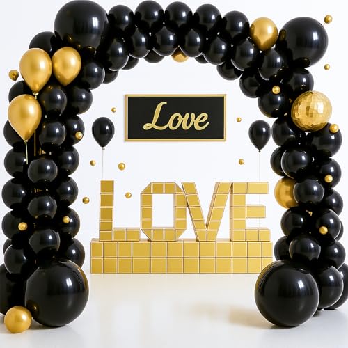 EMART 100pcs Black Balloons 12 inch with Ribbon, Latex Helium Quaility for Birthday Party Baby Shower Wedding Graduation H...