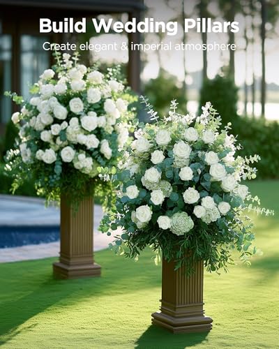 InnoGear 50 Pcs White Roses Artificial Flowers, Fake Velvet Silk Rose Bulk Faux Flower for Decoration DIY Wedding Centerpi...