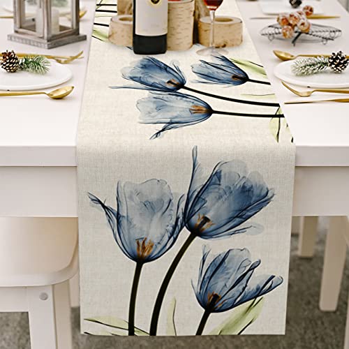 Avoik Floral Table Runner Mode Flowers Spring Summer Table Runner Seasonal Table Runners Boho Table Decoration for Kitchen...