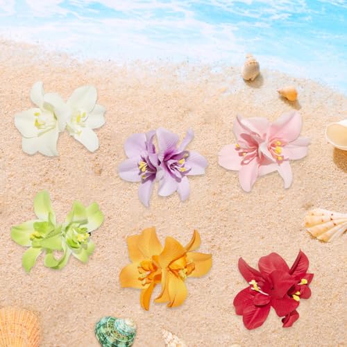 Generic 6 Colors Artificial Flower Hair Clips, Bohemian Flower Hairpin Hawaiian Hairpin for Seaside Holiday, 3.5 Inch Brid...