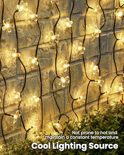 Brightown 2 Pack Total 52FT 120 LED Solar String Lights Flower Outdoor Waterproof Fairy Lights for Garden Yard Fence Patio...