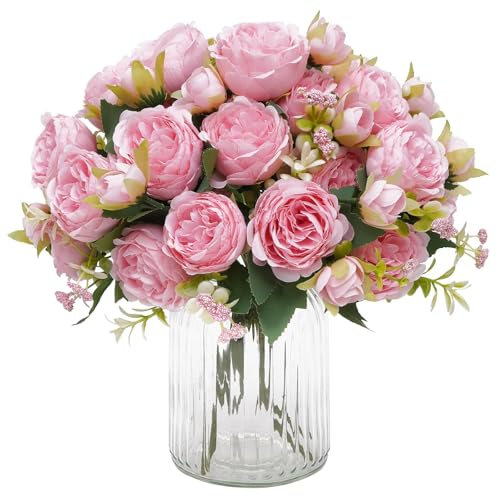 MARTINE MALL 8 Packs Peonies Artificial Flowers, Light Pink Artificial Peonies, Silk Peonies Flowers Fake Peonies Artifici...