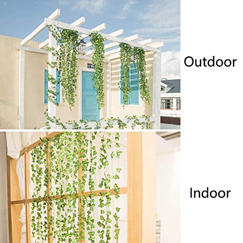 12 Pack Fake Vines for Room Decor Artificial Ivy Garland with Clip Green Flowers Hanging Plants Faux Greenery Leaves Bedro...