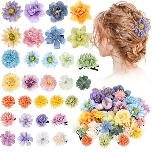 KorViSHOW 41 Pieces Flower Hair Clip Set Floral Pins for Women Girls Bride Handmade Flower Hair Aaccessories for Weeding(Y...