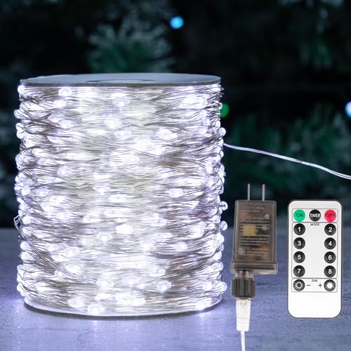ZELUXDOT Fairy Lights Plug in,200FT 600LEDs Waterproof Led String Lights,8 Modes Remote Twinkle Light for Outdoor Indoor C...