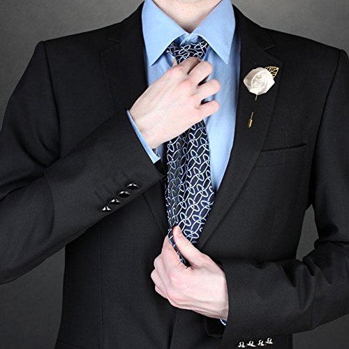 WeddingBobDIY 12Pieces/lot Groom Boutonniere Wedding Silk Rose(3.5cm) Flowers Accessories Prom Pin Man Suit Decoration White