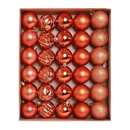 HipTree 30ct Christmas Fall Ornaments Tree Decorations Set-2.36 Inch Copper Shatterproof Decorative Hanging Ball Ornament ...