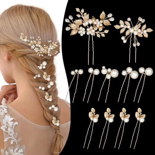 CWJCYTNSN 11 PCS Wedding Hair Pins Bride Headpiece Pearl Wedding Hair Accessories Flower Hair Styling Pins for Bridesmaids...