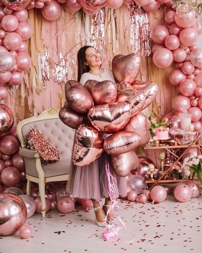 Lovoir 12 Pcs Red Heart Shape Foil Mylar Balloons 18 Inch Love Balloons for Valentine's Day Birthday Party Decorations Wed...