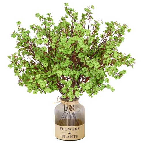 Yastouay 5 Pcs Silk Green Fake Flowers Babys Breath Flowers Artificial Bulk, Spring Fowers Artificial for Decoration for D...