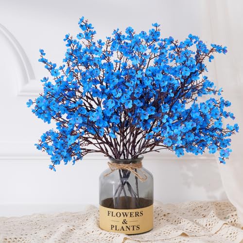 Yastouay Blue Fake Flowers Artificial Flowers, 5 Pcs Real Touch Silk Flowers Faux Artificial Flowers for Decorations, Baby...