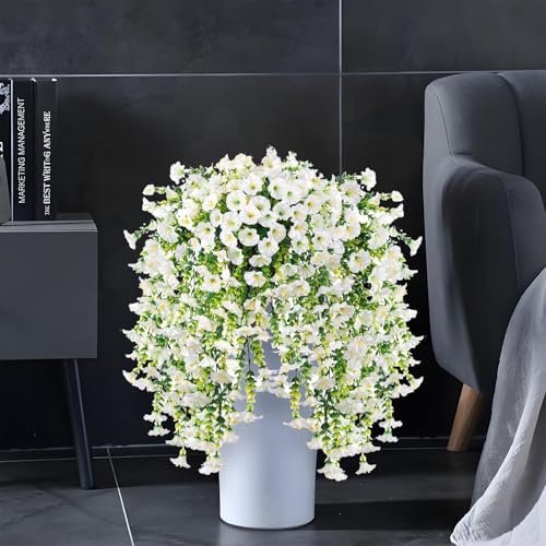 Vopie 4 Pcs Look Real Artificial Flowers for Outdoors, Artificial Hanging Flowers for Outdoors, UV Resistant Fake Hanging ...