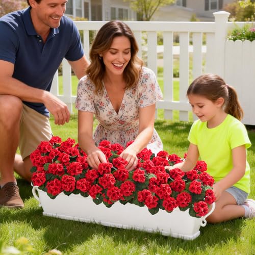 Yastouay 8 Bundles Artificial Flowers for Outdoors, Realistic Geraniums Fake Flowers for Decorations, UV Resistant Silk Fa...