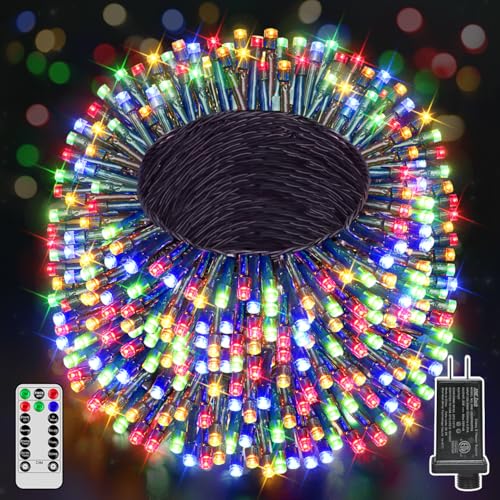 Ccinny 394FT 1200 LED Christmas Lights Outdoor, Christmas Tree Lights Plug in, 8 Modes Twinkle String Lights for Bedroom W...