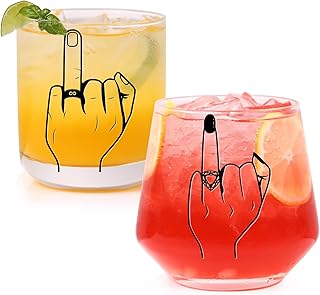 comfit Engagement Gifts for Couple, Ring Finger Wine&Whiskey Glass Set,Bride and Groom Just Married Gift, Mr and Mrs Newly...