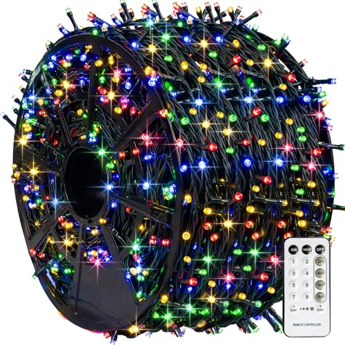TW SHINE 1000 LED Christmas Lights, 328FT Christmas Tree Lights Outdoor Plug in with 8 Modes, Remote Waterproof Xmas Strin...