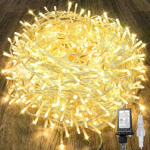 240LED 88Ft Connectable String Lights Indoor Outdoor Clear Wire | Warm White Christmas Lights | Twinkle Fairy Light Plug i...