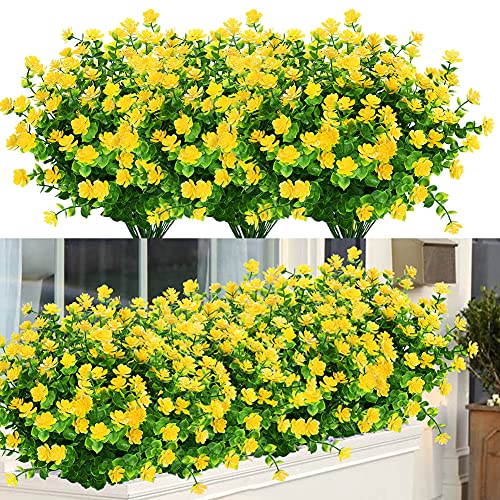 ArtBloom 24 Bundles Outdoor Artificial Flowers UV Resistant Fake Boxwood Plants, Faux Greenery for Indoor Outside Hanging ...