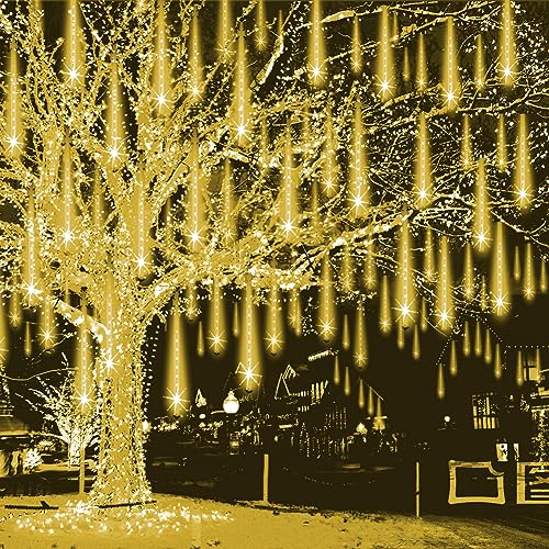 Weepong Christmas Lights Outdoor Falling Rain Meteor Shower Lights 12 inch 8 Tube 192 LED Snowfall Icicle Cascading String...