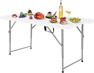 BLKMTY 4ft Folding Table Portable Outdoor Picnic Tables Indoor Folding Dining Tables Foldable with Carrying Handle Kitchen...