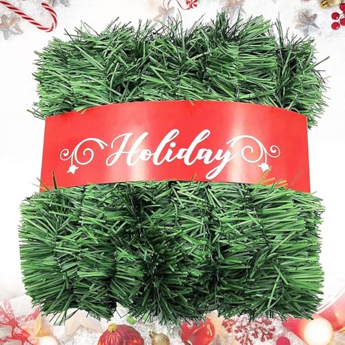 Christmas Garland, Artificial Non-Lit Soft Green Garlands 50FT Classic Christmas Greenery Garland Festive Home Decor for I...