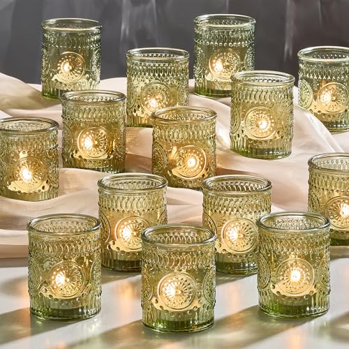 30 Pack Clear Glass Votive Candle Holders, Vintage Candle Holder Bulk, Tealight Candle Holders for Table Centerpieces, Hom...