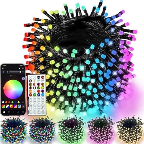 YIQU Smart Color Changing Christmas Lights, 66 FT 200 LED RGB String Lights with Remote App Control and Timer, Music Sync ...