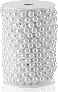 Craft String Pearls 10MM Pearl Bead, 33 Feet White Faux Pearl Garland Spool Roll Strand Wedding Party Decoration, Christma...