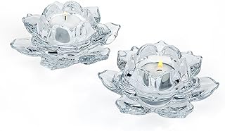 Shannon by Godinger Lotus Crystal Votive Pair Candle Holders, Set of 2