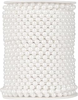 ZPEXRV 82 Feet Faux Pearl Beads Garland 6mm Craft String Pearls for Wedding Centerpiece Christmas Tree and Flowers Decorat...