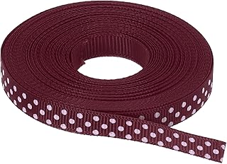 MECCANIXITY Grosgrain Ribbons 10 Yards 3/8 Inch Wine Red with White Dots Ribbon Bow Decoration for Crafts Gift Wrapping We...