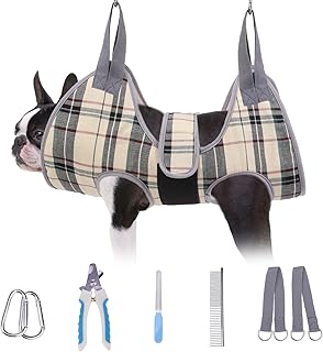BEAUTYZOO Dog Grooming Hammock for Small Dogs Cat- Dog Sling for Nail Trimming/Clipping- Dog Hanging Harness Holder with T...