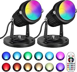 SUNVIE RGBW Christmas Spot Lights Indoor 6W Uplighting Indoor with Remote Color Changing Up Lights Indoor 120V Spotlights ...