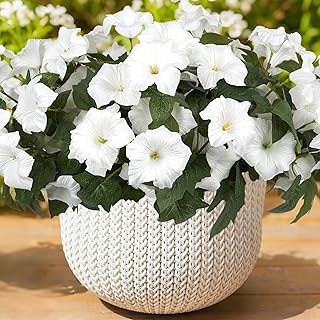 SIECCY Artificial Flowers for Outdoors, Faux Petunias Spring Summer Decoration, Fake Flowers Plants UV Resistant Look Real...