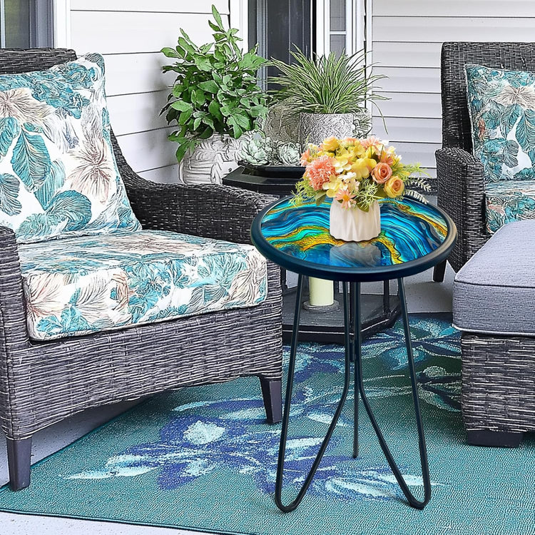 Handmade resin coffee table with natural wood and epoxy river design