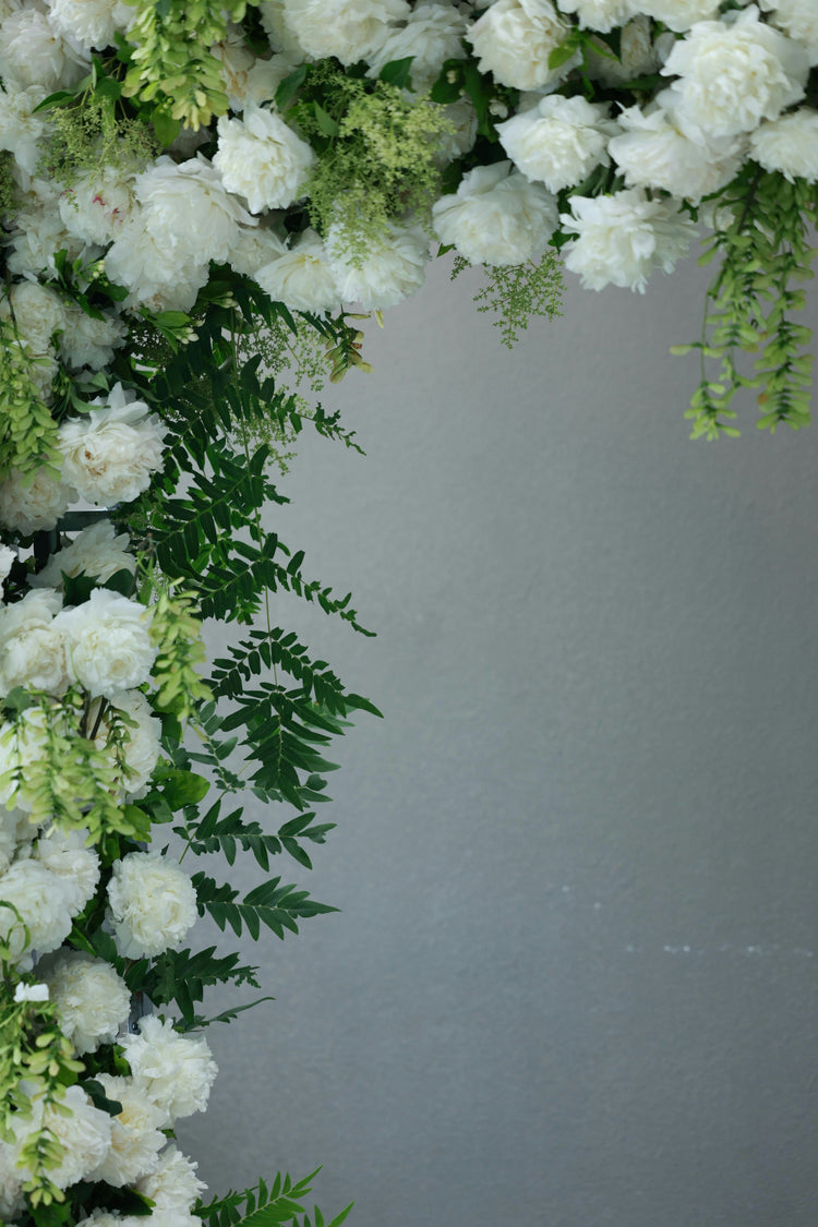 Luxury ceiling installation combining flowers and LED lights