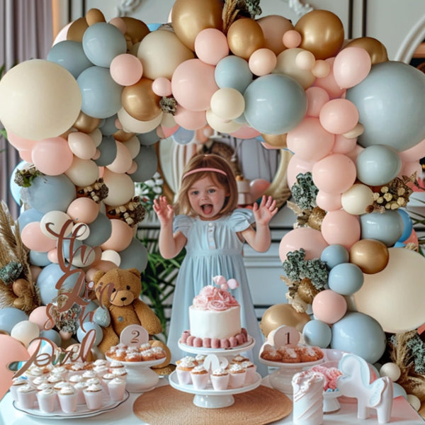 DIY balloon garland arch kit with artificial flowers