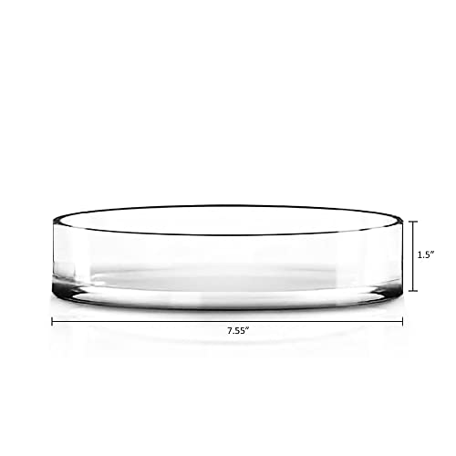 CYS Excel Clear Wide Glass Cylinder Vase (H:1.5" D:7.5") Flower Vase Centerpieces Hurricane Floating Pillar Candle Holder ...
