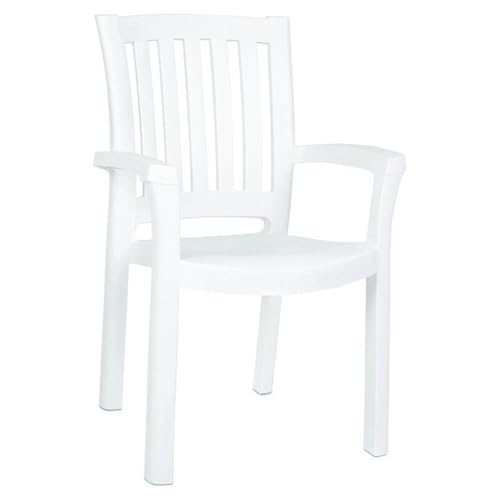 Pemberly Row 5 Piece Set 42" Round Resin Patio Table and 4 Resin Chairs in White